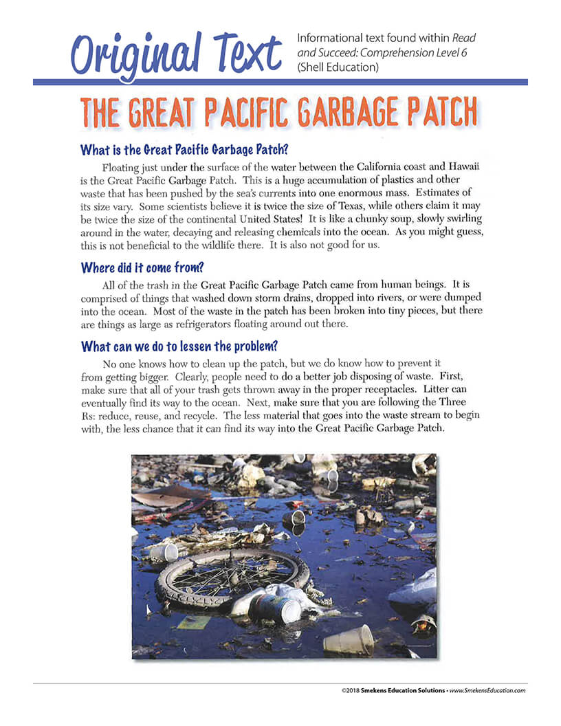 Excerpt - "The Great Pacific Garbage Patch" Read & Succeed Levels 1-6