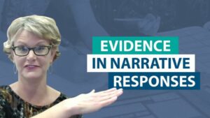 How should students incorporate evidence in a narrative response?