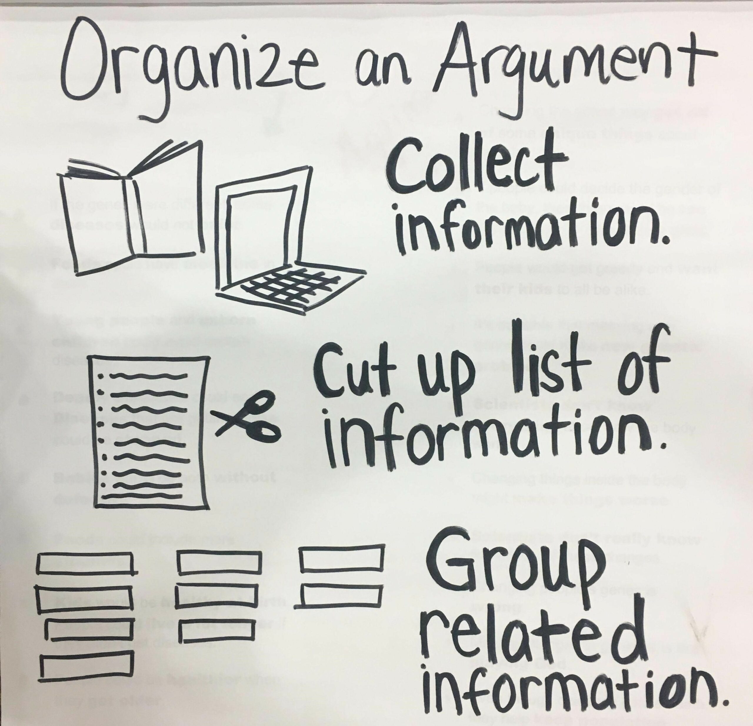 Organize and Argument anchor chart