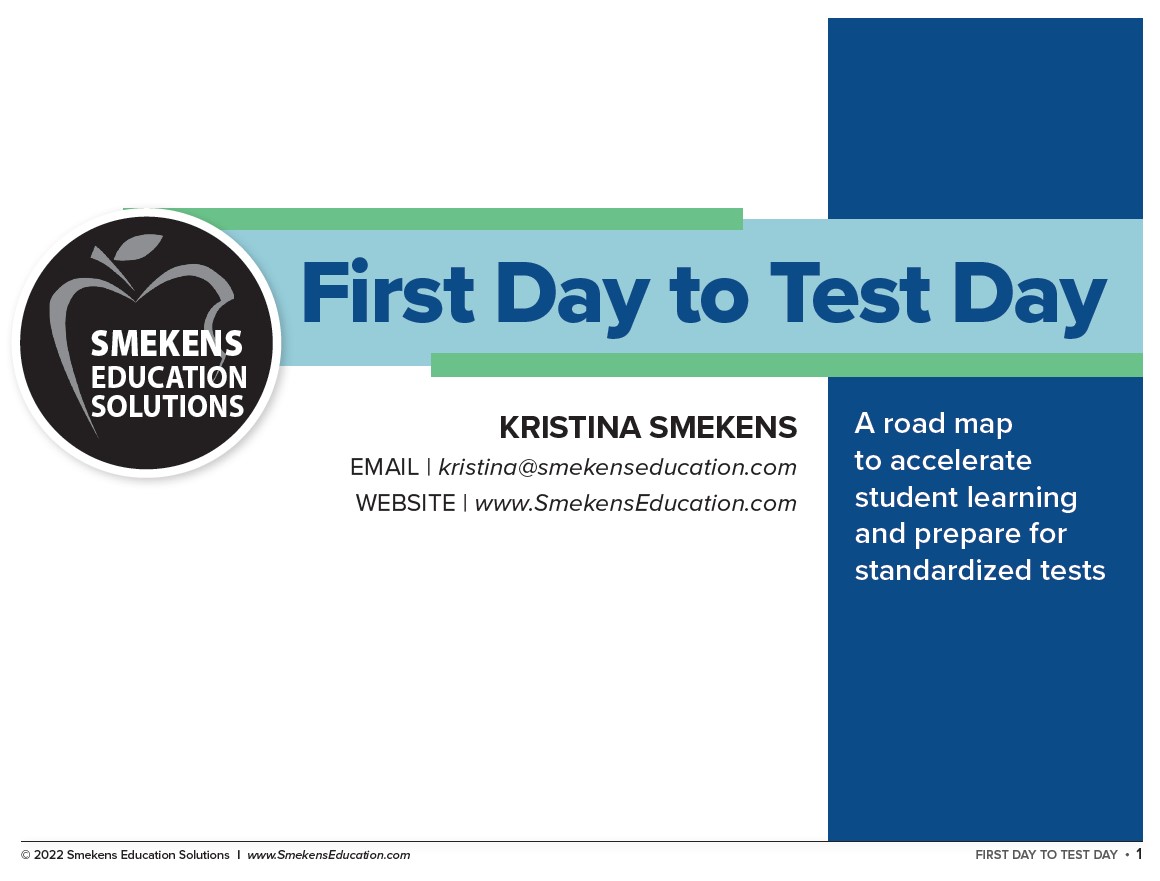 First Day to Test Day handout cover image